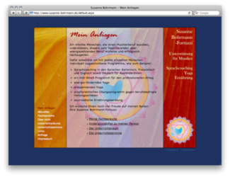 <a href='http://www.susanne-bohrmann.de' target='_blank'>www.susanne-bohrmann.de</a><br />Susanne Bohrmann: Yoga und Stimme<br />August 2005 - Technologie: netissimoCMS<br/>&nbsp; (145/146)