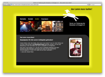 <a href='http://verein.lamm-lichtspiele.de' target='_blank'>verein.lamm-lichtspiele.de</a><br />Verein der Lamm-Lichtspiele Erlangen<br />Oktober 2010 - Technologie: netissimoCMS<br/>&nbsp; (128/146)