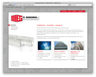 <a href='http://www.e-goebel.de' target='_blank'>www.e-goebel.de</a><br />Bauunternehmen E. Goebel<br />Redesign-Veröffentlichung September 2014, Erstversion Oktober 2004 - Technologie: netissimoCMS<br/>&nbsp; (45/64)