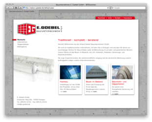 <a href='http://www.e-goebel.de' target='_blank'>www.e-goebel.de</a><br />Bauunternehmen E. Goebel<br />Redesign-Veröffentlichung September 2014, Erstversion Oktober 2004 - Technologie: netissimoCMS<br/>&nbsp; (94/146)