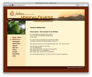 <a href='http://www.vision-quest.ch' target='_blank'>www.vision-quest.ch</a><br />Visionssuche in der Schweiz<br />Gemeinschaftsproduktion mit Joseph Stenz von <a href='http://www.faluna.ch' target='_blank'>www.faluna.ch</a><br />Februar 2010 - Technologie: netissimoCMS (77/77)