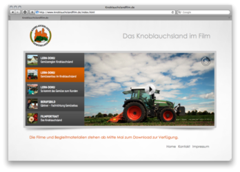 <a href='http://www.knoblauchslandfilm.de' target='_blank'>www.knoblauchslandfilm.de</a><br />Das Knoblauchsland im Film<br />Gemeinschaftsproduktion mit Markus Tischner von <a href='http://www.frisbee-medien.de' target='_blank'>www.frisbee-medien.de</a><br />Mai 2013 - Technologie: statisches HTML (56/77)