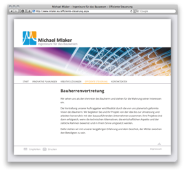 <a href="http://www.mlaker.eu" target="_blank">www.mlaker.eu</a><br />Ingenieure für das Bauwesen<br />Gemeinschaftsproduktion mit Beate Kaspar von <a href="http://www.bitterwolf-kaspar.de" target="_blank">www.bitterwolf-kaspar.de</a> <br />April 2014 - Technologie: netissimoCMS responsive (48/77)