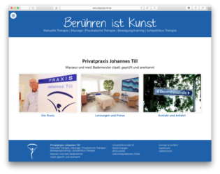 <a href='http://www.diepraxis-till.de' target='_blank'>www.diepraxis-till.de</a><br />Privatpraxis Johannes Till<br />Februar 2018 - Technologie: netissimoCMS responsive<br/>&nbsp; (48/146)