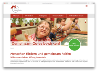 <a href='http://www.stiftung-lauenstein.de' target='_blank'>www.stiftung-lauenstein.de</a><br />Stiftung Lauenstein<br />Gemeinschaftsproduktion mit <a href="http://www.stiftungsreich.de" target="_blank">STIFTUNGSREICH</a> und <a href="http://www.bleydesign.de" target="_blank">bleydesign</a><br />Erstversion März 2007<br/>Relaunch April 2018 - Technologie: netissimoCMS&nbsp; (21/77)