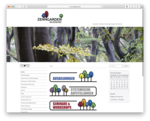 <a href="http://www.zenngarden.de" target="_blank">www.zenngarden.de</a><br />Zenngarden Akademie<br />Gemeinschaftsproduktion mit Beate Kaspar von <a href="http://www.beate-kaspar.de" target="_blank">www.beate-aspar.de</a> <br />September 2023 - Technologie: netissimoCMS responsive (8/31)