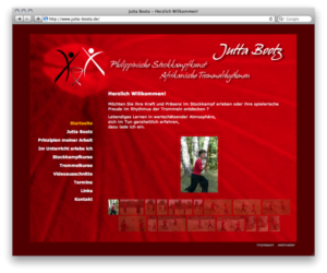 <a href='http://www.jutta-bootz.de' target='_blank'>www.jutta-bootz.de</a><br />Jutta Bootz, Stockkampf und Trommeln<br />November 2007 - Technologie: netissimoCMS<br/>&nbsp; (138/146)
