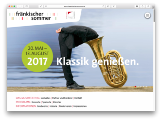 <a href="http://www.fraenkischer-sommer.de" target="_blank">www.fraenkischer-sommer.de</a><br />Fränkischer Sommer<br />Gemeinschaftsproduktion mit Oliver Stumpf von <a href="http://www.pool-x.de" target="_blank">www.pool-x.de</a> <br />November 2016 - Technologie: netissimoCMS responsive (49/116)