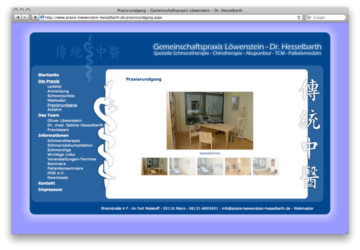 <a href='http://www.praxis-loewenstein-hesselbarth.de' target='_blank'>www.praxis-loewenstein-hesselbarth.de</a><br />Gemeinschaftspraxis Löwenstein - Dr. Hesselbarth<br />Dezember 2010 - Technologie: netissimoCMS<br/>&nbsp; (127/146)